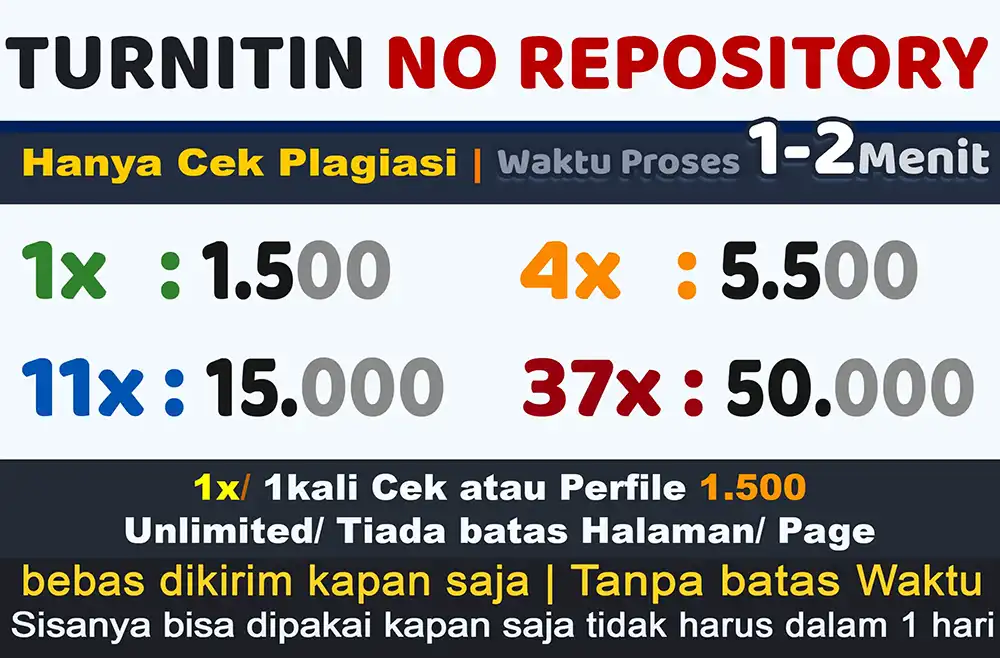 JASA CEK PLAGIASI TURNITIN NO REPOSITORY